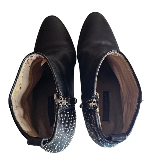 Zara black Studded Women's bootie Shoes 3.5" Chunk Heel Zipper Closure EU 39 - Picture 12 of 13
